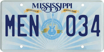 MS license plate MEN034