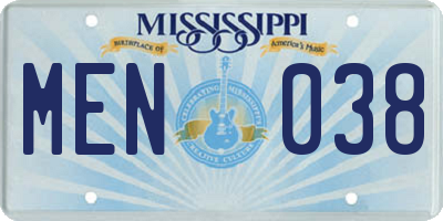 MS license plate MEN038