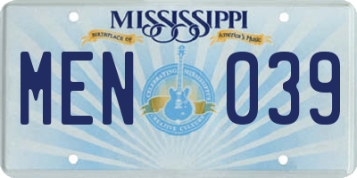 MS license plate MEN039