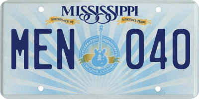 MS license plate MEN040