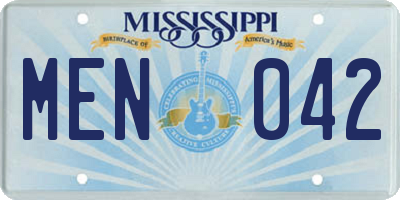 MS license plate MEN042
