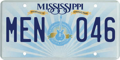 MS license plate MEN046