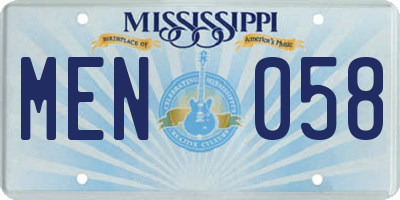 MS license plate MEN058