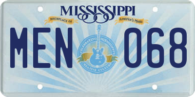 MS license plate MEN068