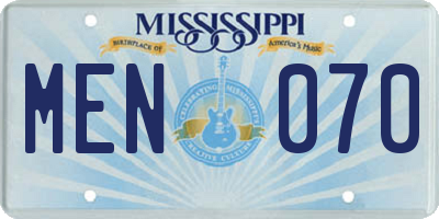 MS license plate MEN070