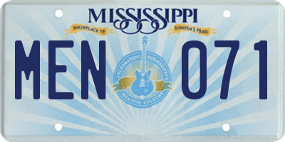 MS license plate MEN071