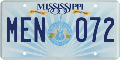 MS license plate MEN072