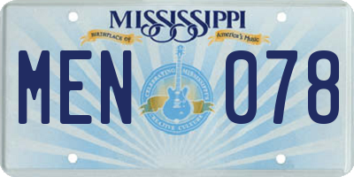 MS license plate MEN078