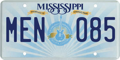 MS license plate MEN085