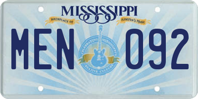MS license plate MEN092
