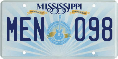 MS license plate MEN098