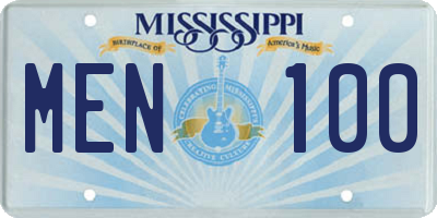 MS license plate MEN100