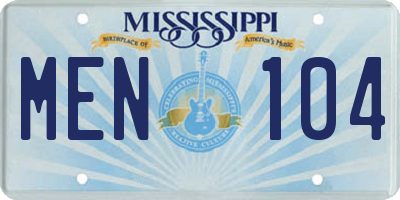 MS license plate MEN104