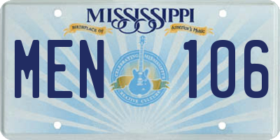 MS license plate MEN106
