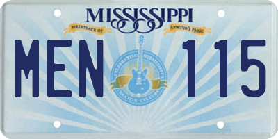MS license plate MEN115