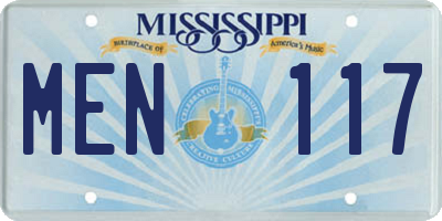 MS license plate MEN117
