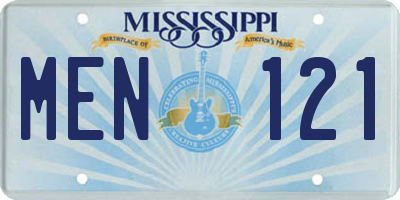 MS license plate MEN121