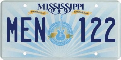 MS license plate MEN122