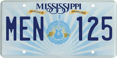 MS license plate MEN125