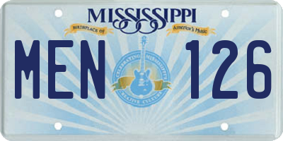 MS license plate MEN126