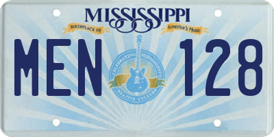 MS license plate MEN128