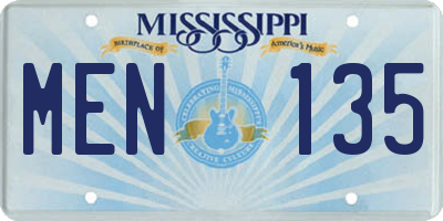 MS license plate MEN135