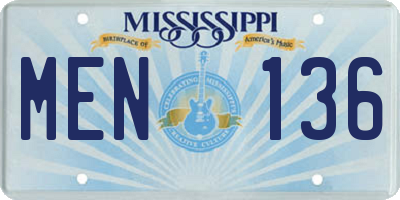 MS license plate MEN136
