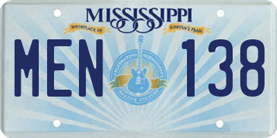 MS license plate MEN138