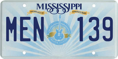 MS license plate MEN139