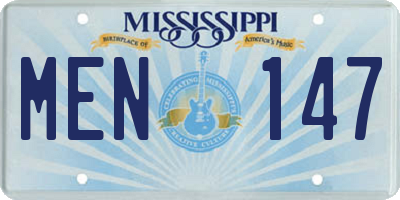 MS license plate MEN147
