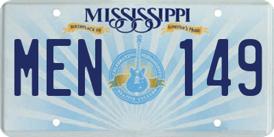 MS license plate MEN149