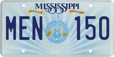 MS license plate MEN150