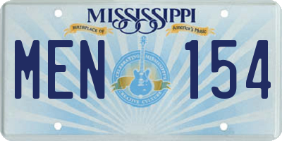 MS license plate MEN154
