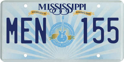 MS license plate MEN155