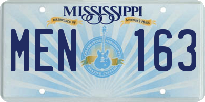 MS license plate MEN163