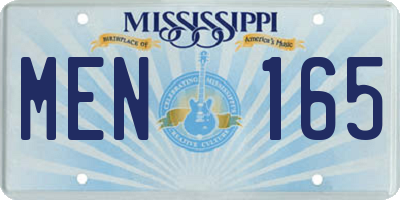 MS license plate MEN165