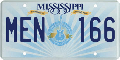 MS license plate MEN166