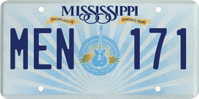 MS license plate MEN171