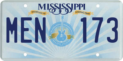 MS license plate MEN173