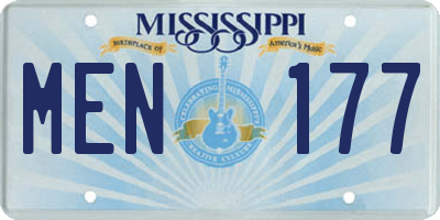 MS license plate MEN177