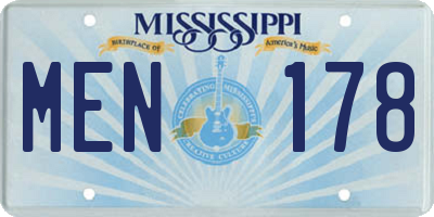 MS license plate MEN178