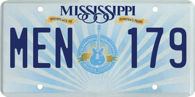 MS license plate MEN179