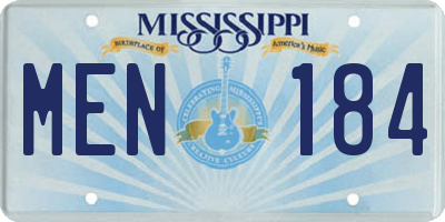 MS license plate MEN184