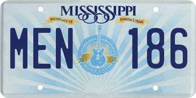 MS license plate MEN186