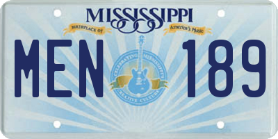 MS license plate MEN189