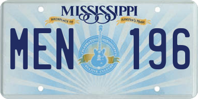 MS license plate MEN196