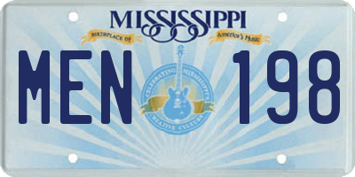 MS license plate MEN198