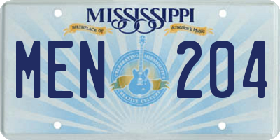 MS license plate MEN204