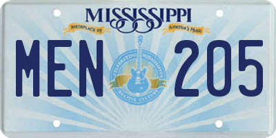 MS license plate MEN205