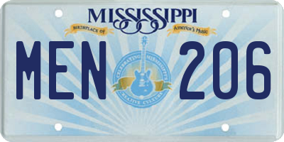 MS license plate MEN206